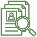 Document search icon with magnifying glass.
